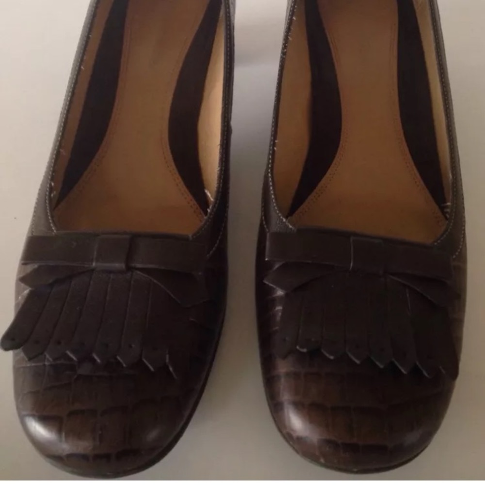 Naturalizer Croc Print Pump 8M Brown Leather